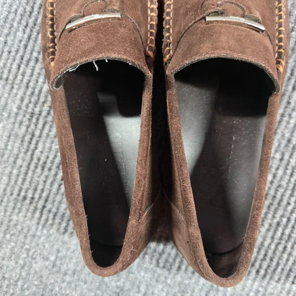 Salvatore Ferragamo Shoes Mens 44D 11 Brown Suede Moc Toe Casual Loafers Italy